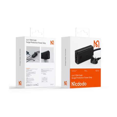 MCDODO CH-466 70W GaN Power Strip – 4-In-1 Fast Charging Hub (Black)